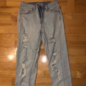 Cropped boyfriend style jeans